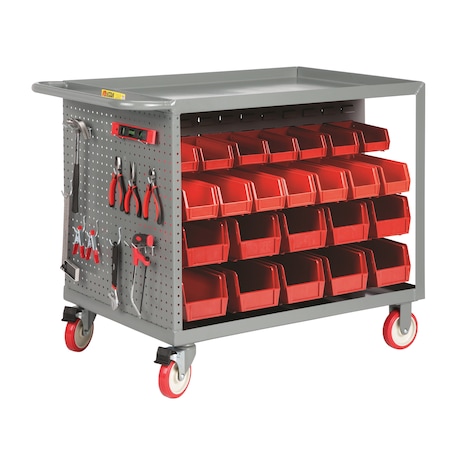 Little Giant Bin Cart with Pegboard Tool Storage, 24" x 36" Shelf BC2436TLPB